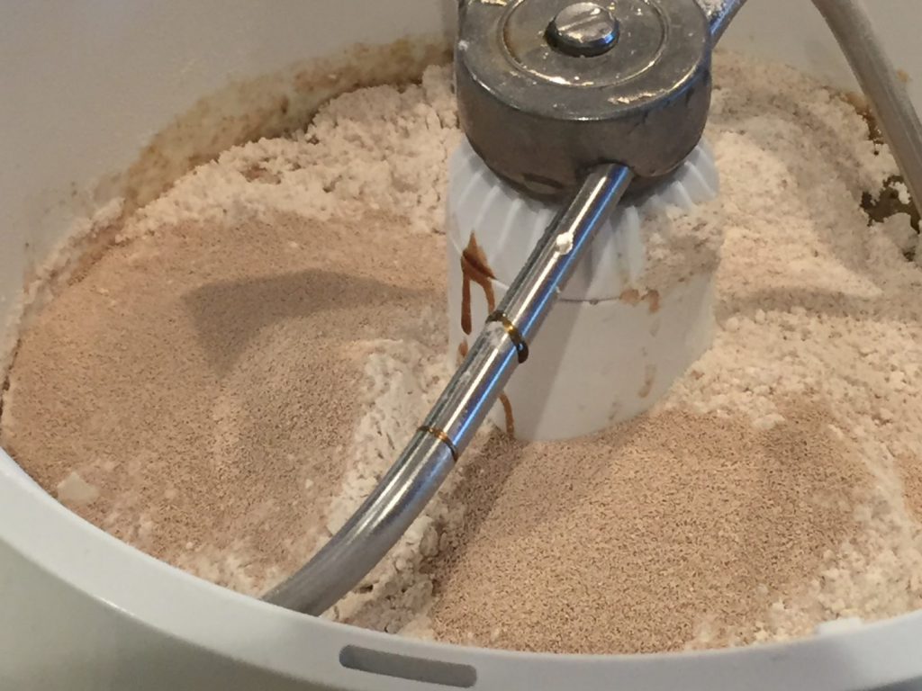 Adding Yeast on Top of Flour in mixing bowl