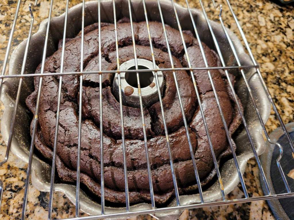 Chocolate Bunt Cake - Cooling Rack-Ready to turn cake