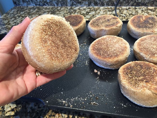 English muffins should feel light when picked up