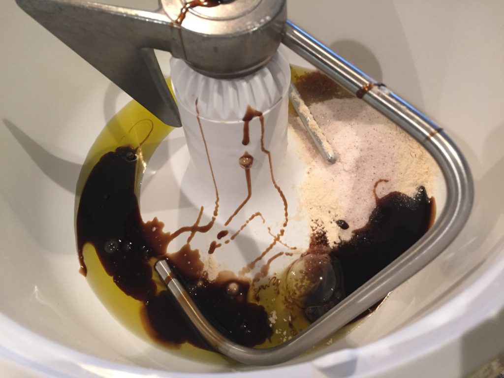Oil, Salt, Sweetener, Lecithin in Mixer bowl