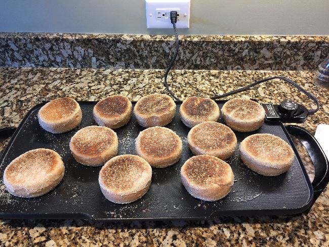 English muffins second side cooking