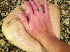 Hand kneading dough